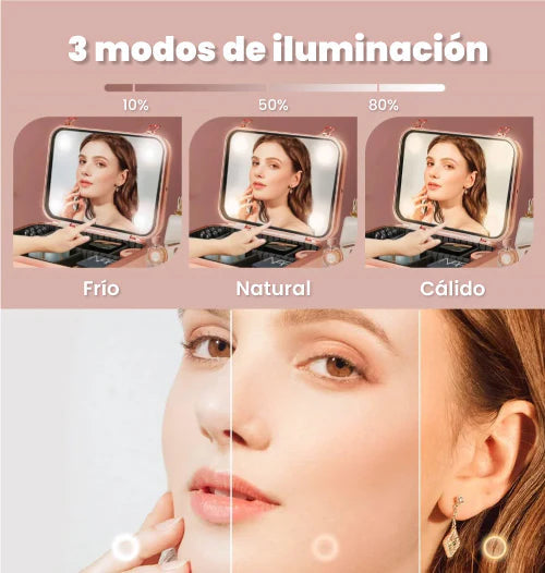 ORGANIZADOR CON ESPEJO LED PARA MAQUILLAJE MAKEUP