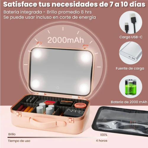 ORGANIZADOR CON ESPEJO LED PARA MAQUILLAJE MAKEUP